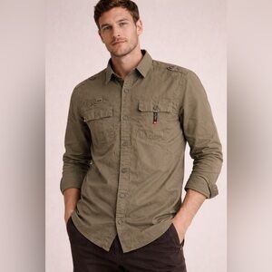 Quicksilver- Olive Green - Long Sleeve Casual Button Down Shirt